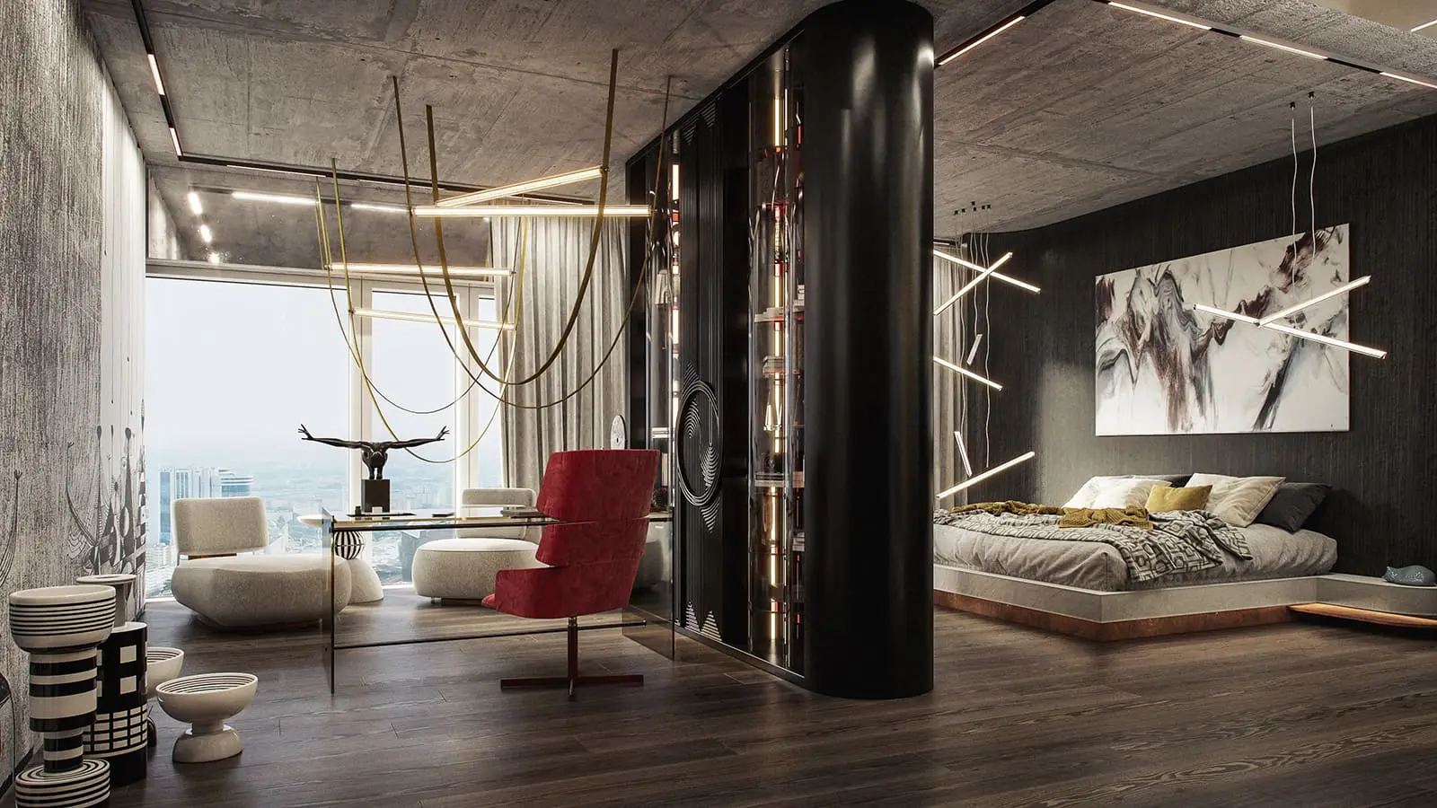 Złota 44 — Apartment Facing the Palace of Culture — Warszawa, Śródmieście — Interior design