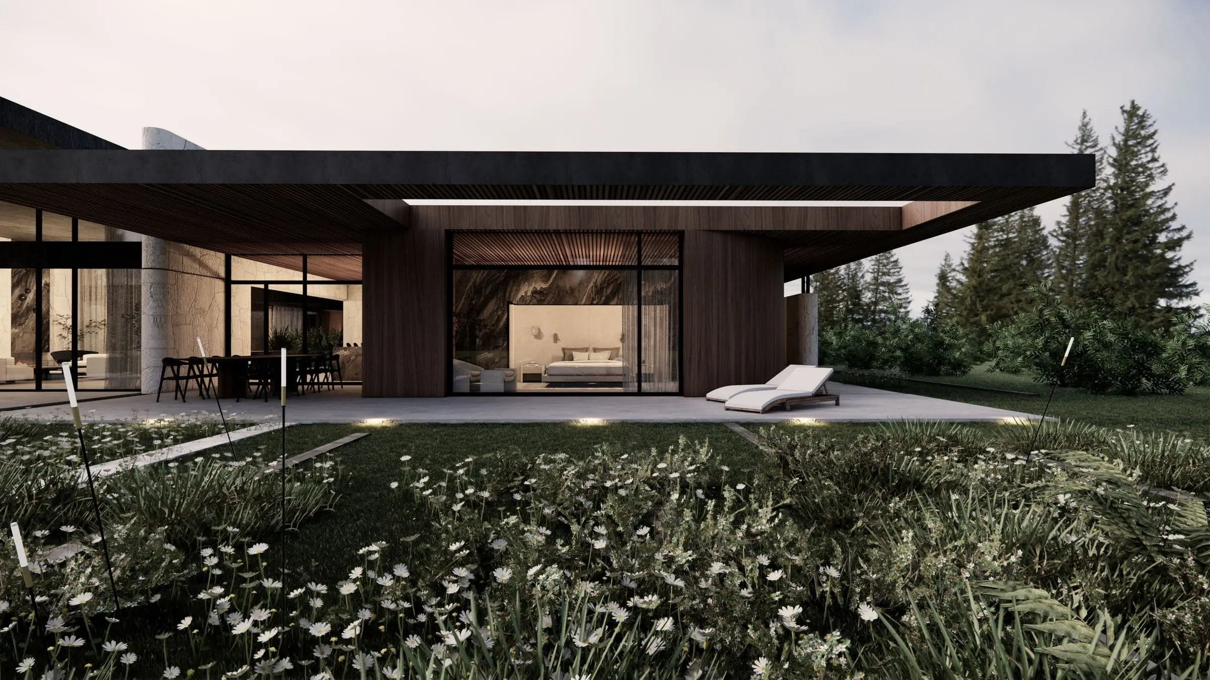 House Among the Orchards — the living area opening onto the garden