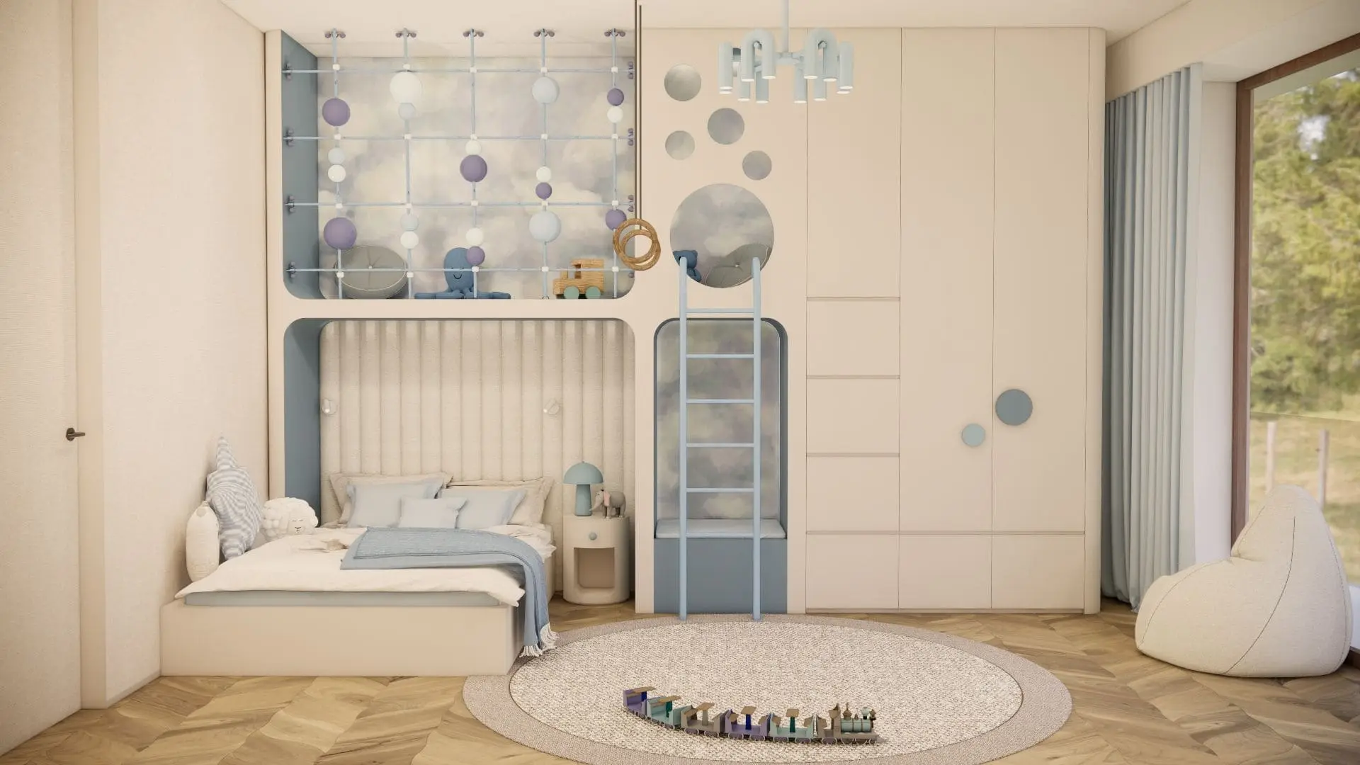 Apartament na osiedlu Ażurowe Okiennice — Warszawa, Mokotów — Projekt wnętrza oraz koordynacja budowy